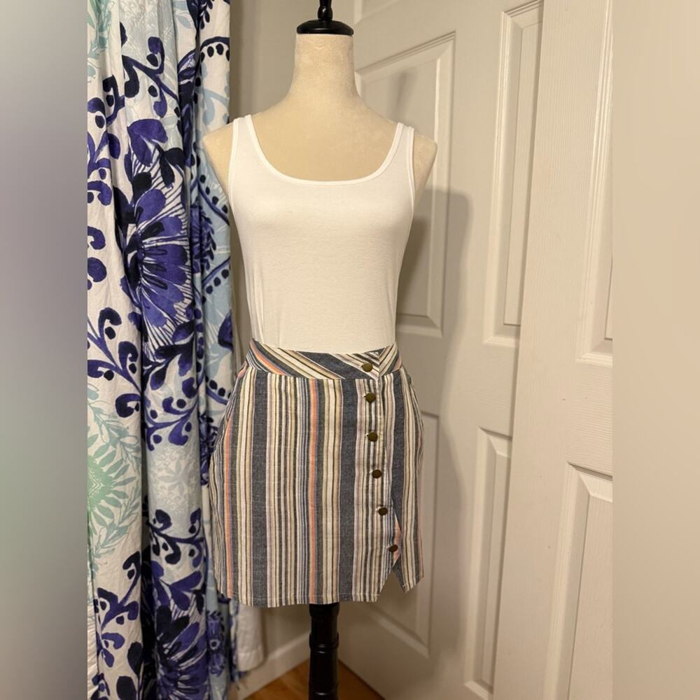 Dry Goods Fashion on Earth Y2K Stripe Mini Skirt Button Detail M Festival Boho